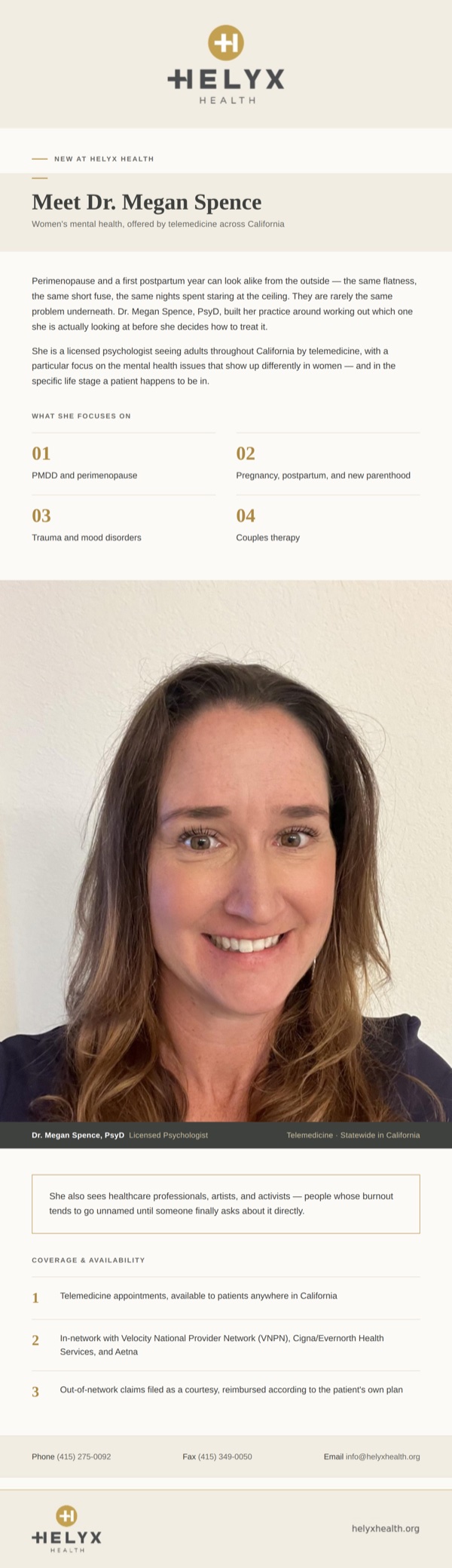 Meet Dr. Megan Spence – Offering Compassionate Care for Women's Mental Health