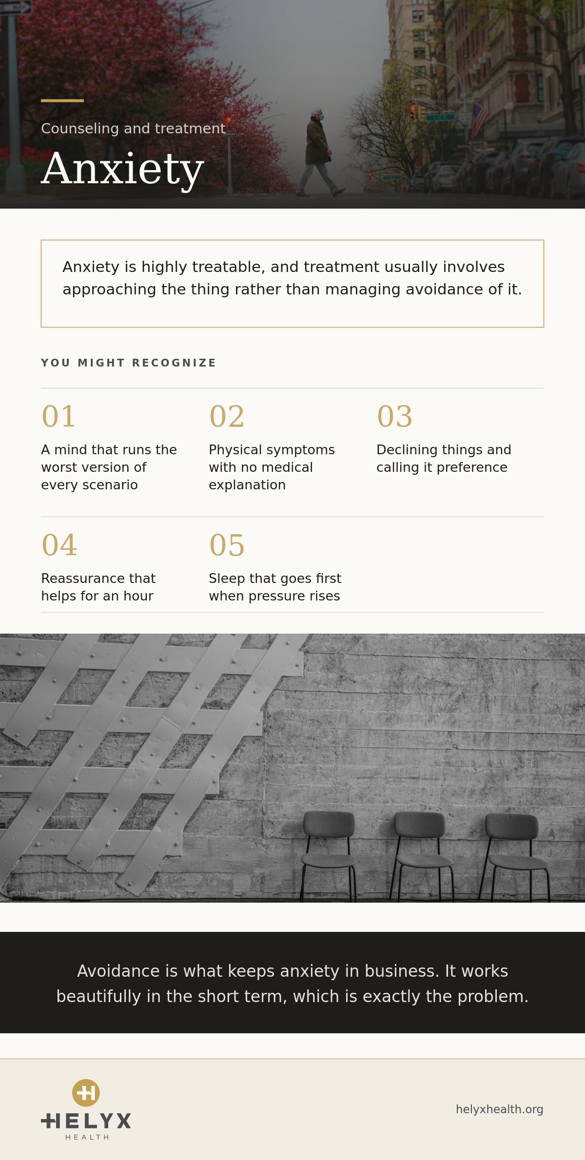 Anxiety counseling at Helyx Health, showing what patients often recognize